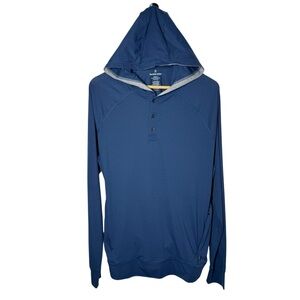Tommy John The Go Anywhere Collection Lightweight Hoodie Top Pockets M Blue Men